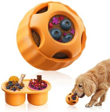Inspire Select Interactive Dog Treat Mold Toy Silicone Enrichment Toy For Boredom Relief, Healthy Frozen Treats For Dogs & Puppies 1 Ball 1 Tray
