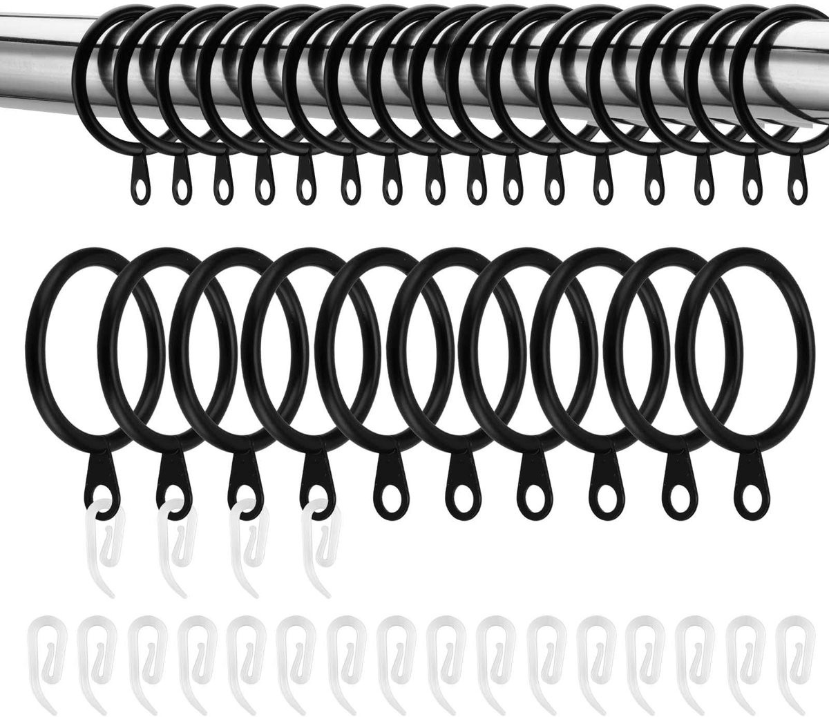 Omgoods Gordijnringen 100 stuks - Zwarte metalen ringen - 33 mm