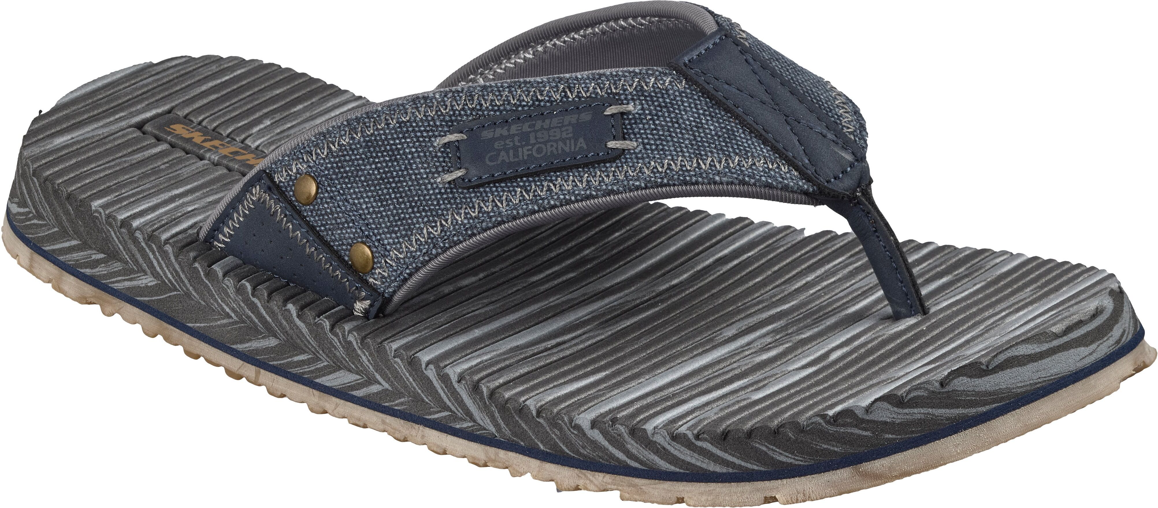 Zehentrenner SKECHERS "QUILL", Herren, Gr. 41, Textil, blau (navy), Schuhe Zehentrenner, Sommerschuh, Strandschuh, Urlaubsschuh im Materialmix navy 41, Textil