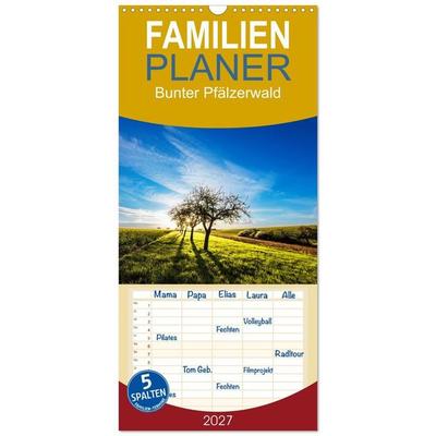 Familienplaner 2027 - Bunter Pfälzerwald mit 5 Spalten (Wandkalender, 21 x 45 cm) CALVENDO