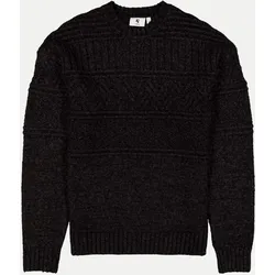 Grobstrickpullover mit Zopfmuster Schwarz XL