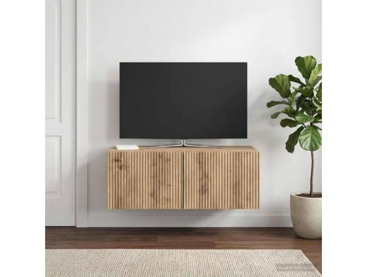 Wandmontierter TV-Schrank 78,5 x 41 x 30 cm Artisan-Eiche mit Drehtüren Holzwerkstoff, 90-Grad-Drehtüren, wandmontiert, Bodenplatz sparend, Wohnzimmer, feucht abwischbar