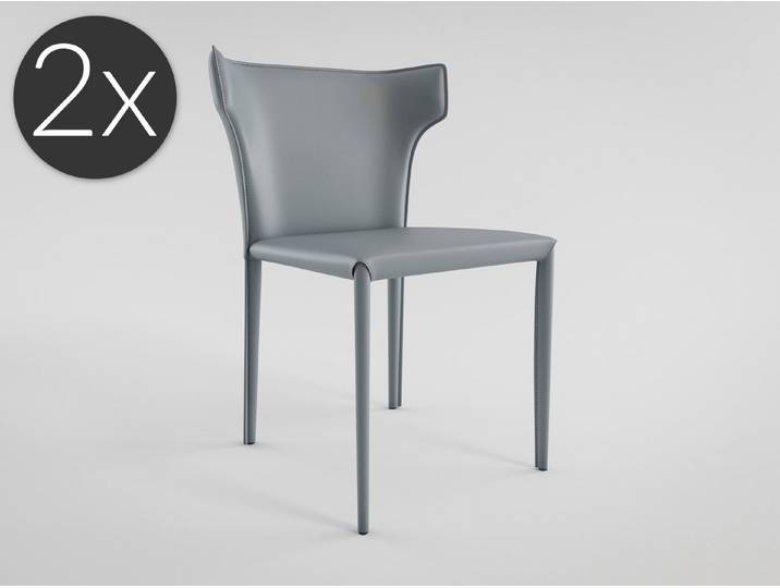 Magnolia Home Esszimmerstuhl Esszimmerstuhl Küchenstuhl 2er-Set Vince Kunstleder hellgrau Metallbei