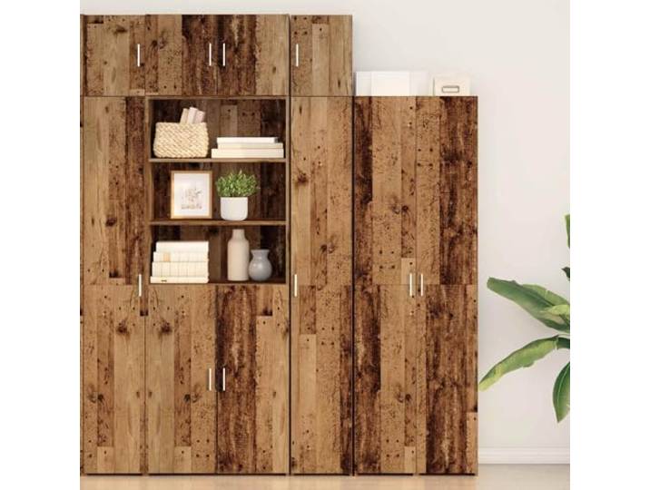RJPLMFV Aufbewahrungsschrank, 2-teilig, Antikholz Verstellbare Regale, Scharniertüren, modulares Design, einfache Reinigung