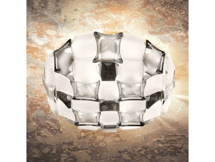 Plafonnier Mida, Ø 67 cm, platine/blanc - Slamp - Salon / séjour - Design - Plastique - Rond