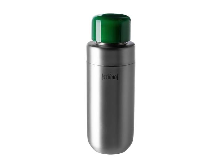 Cocktail Shaker FINK STUDIO ICE LOVE , grau, grün, B:8,1cm H:21,8cm T:8,1cm Ø:8,1cm, Edelstahl, Shaker, in Geschenkverpackung