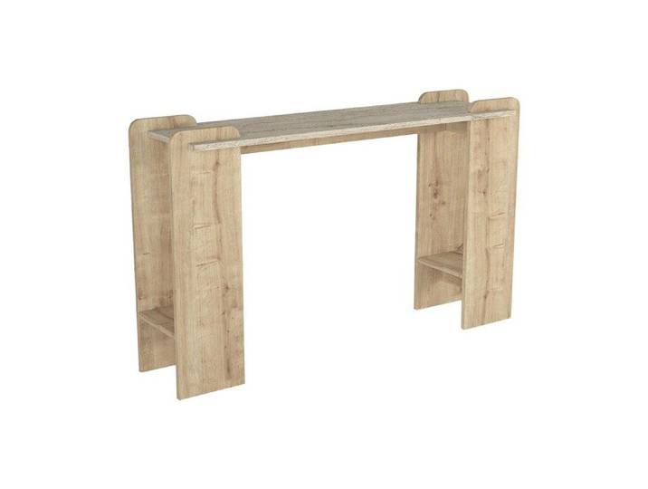 Console avec 2 étagères - Naturel clair et Effet travertin beige - OSENYA