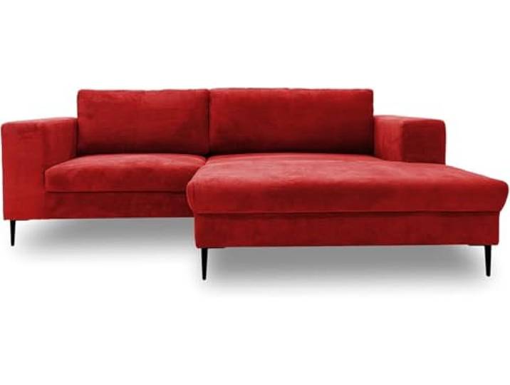 DOMO Collection Modica Ecksofa, moderne L-Form, kleine Ecke, Eckcouch, Sofa Eckgarnitur, Cord, rot, 244x173x83