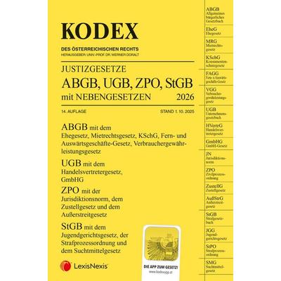 KODEX Justizgesetze 2026 - inkl. App, Taschenbuch von , LexisNexis Verlag ARD ORAC GmbH, 978-3-7007-8954-3
