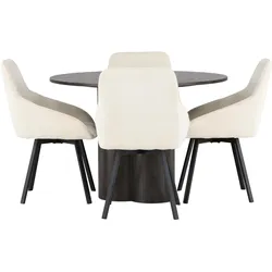 Ebuy24, Essgruppe, Olivia Essgruppe Esstisch Mokka 4 Stühle beige. (MDF)