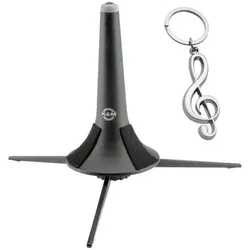 K&M 15210 Trompetenständer 3-Fuss mit Anhänger (Trompete), Instrumentenständer + Halter, Schwarz