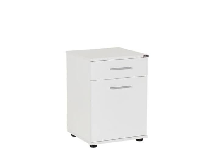 Hanah Home Moderner weißer Nachttisch, 40 x 57 x 39 cm 100% melaminbeschichtete Spanplatte, 16 mm stark Wandmontage möglich, stilvolles und funktionales Design