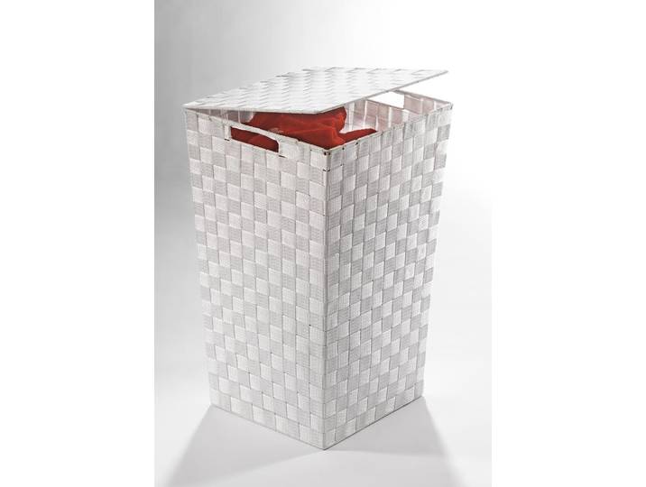Wäschekorb LOCKER, weiss (weiß), B:33cm H:54cm T:33cm, Wäschesammler, Wäschekorb, aus Nylon und Metall
