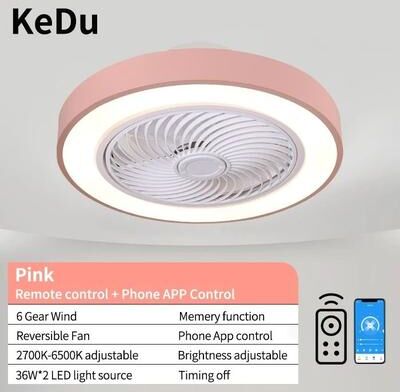 Uplifted Finds Integrated Modern Ceiling Fan Light pink 110 V