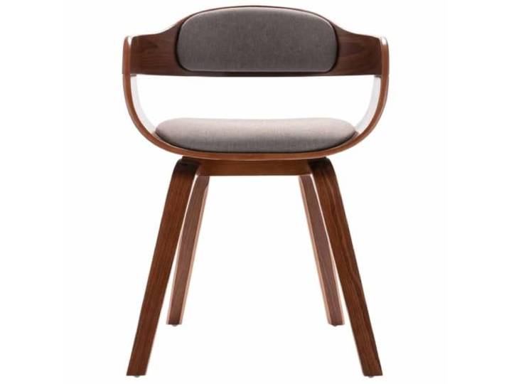 POUFGDR Esszimmerstuhl, Taupe, gebogenes Holz und Stoff Ergonomisches Design, Schaumstoffpolsterung, weicher Stoff, leicht zu reinigen, gebogene Holzstruktur