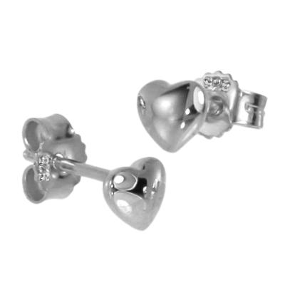 Paar Ohrstecker OSTSEE-SCHMUCK "- kleines Herz - Silber 925/000 -" Gr. 5, silber (silber 925, silberfarben, weiß), Ohrringe, Damen, 5, Silber 925 (Sterlingsilber)