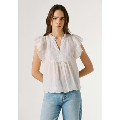 Funktionsshirt PEPE JEANS "Freizeithemd DAKI SHIRT", Damen, Gr. L, weiß (antique weiß), 100% Baumwolle, Shirts Funktionsshirt