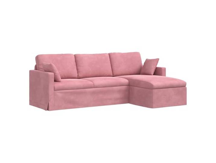 Todiikf Modernes Sofa Samt 228x134 cm Ergonomische Couch Rosa Bequemer Dreisitzer mit Metallgestell und Schaumstoffpolsterung für Schlafzimmer oder Wohnzimmer.