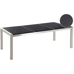 GARTENTISCH Edelstahl/Naturstein schwarz poliert 220/100 cm Grosseto