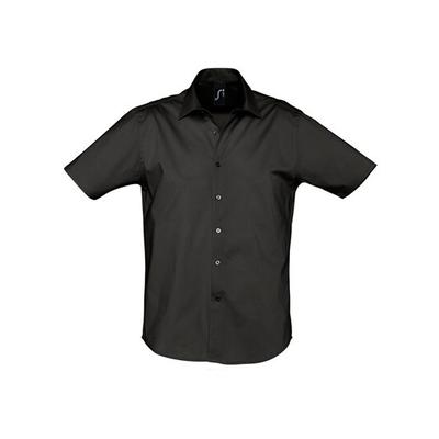 Men´s Stretch-Shirt Broadway Short Sleeve | SOLO INVEST FRANCE SAS | Black | S