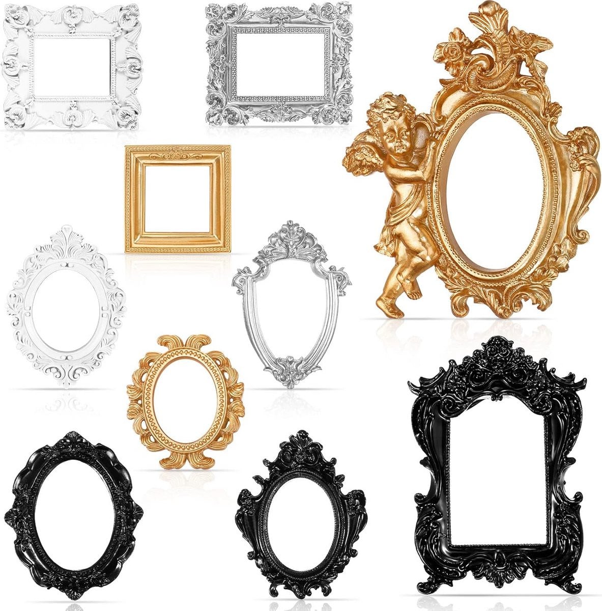 Set van 10 Vintage Mini Fotolijstjes voor DIY Sieraden Display en Wanddecoratie