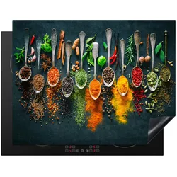 HERDABDECKPLATTE Kräuter - Gewürze - Löffel Induktionsmatte 77x59 cm