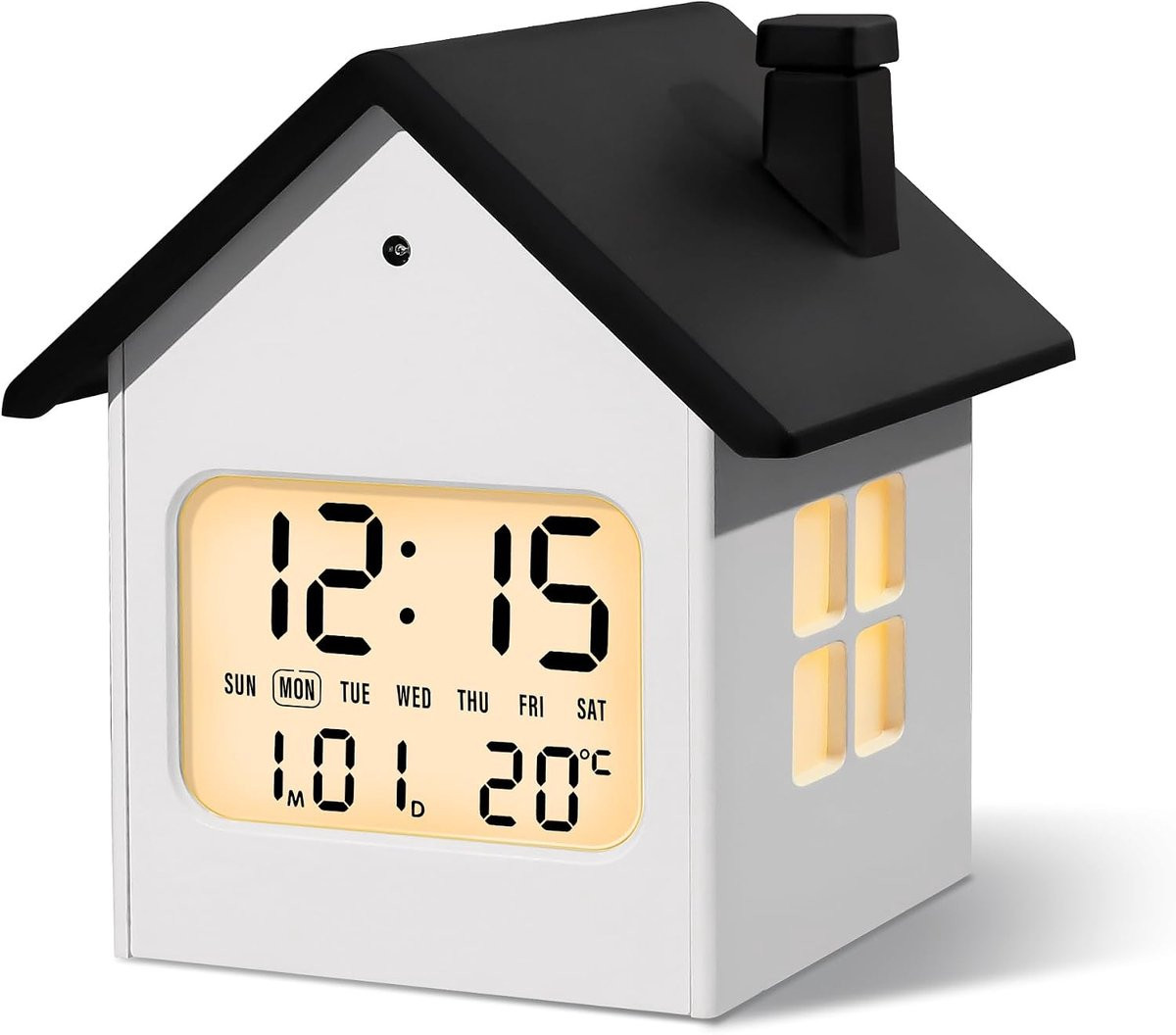 Bobypet Digitale Wekker met LCD-scherm, Nachtlampje en Temperatuurweergave - Zwart