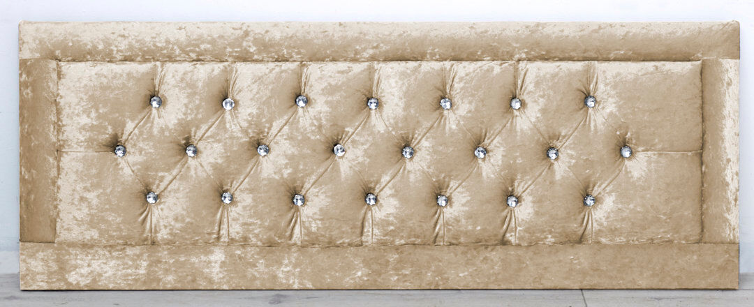 Mercer41 Tabor Upholstered Velvet Headboard Cream Kingsize (5')