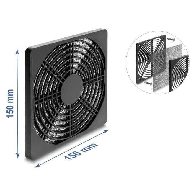 Delock Lüftungsgitter mit Staubfilter, 150 x 150 mm, schwarz (67709)