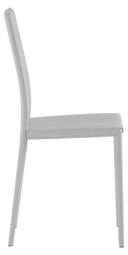 Kitty-Sessel aus weißem Kunstleder mit gepolsterten Beinen und Metallgestell - modernes, stapelbares Design für Wohnbereiche und Küchen