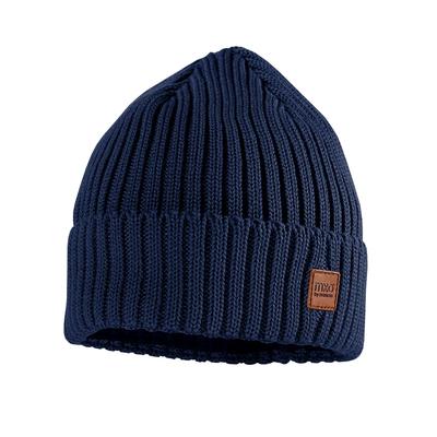 Strickmütze MAXIMO, Jungen, Gr. 51, blau (marine), Strick, Wolle, unifarben, Mützen Strickmütze, Wolle, gefüttert, breiter Umschlag