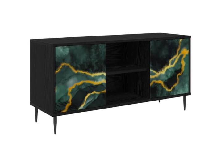Makastle TV-Schrank 102x33x51 cm Schwarz Eichen-Optik