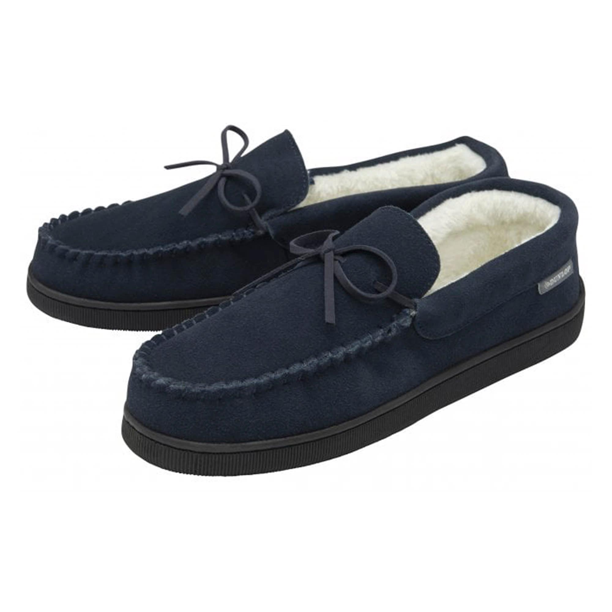 Herren Wildleder Mokassins Hausschuhe Navy Memory Foam UK 7-12