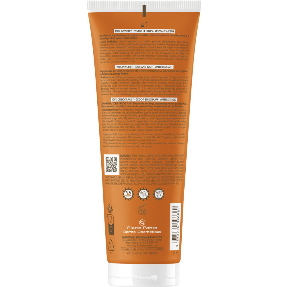 Avène Very High Protection Sun Care Body Lotion Invisible SPF50 for Sensitive Skin 100mL SPF50