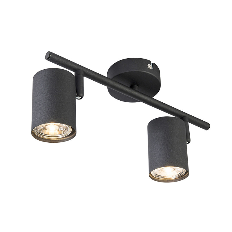 Qazqa Smart Spot Zwart Kantelbaar inclusief 2 WiFi GU10 LED spots
