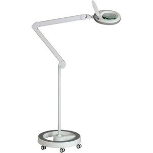 Lumeno Lupenleuchte 8515, 152 mm Glaslinse, dimmbar, LED, 2,25x Vergrößerung (5 Dioptrien), weiß, mit Rollstativ