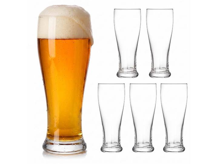 Relaxdays Bierglas Transparent 6er-Set Glas 460 ml, 1.86 kg, Glas, Biergläser