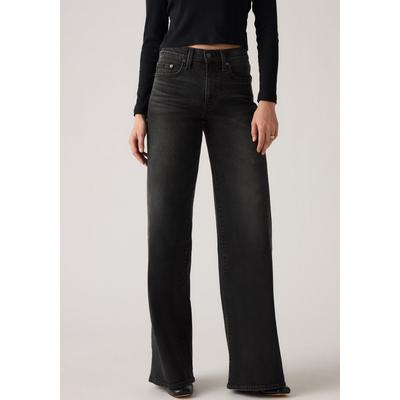 Schlagjeans LEVI'S "Levi's 728 High-Rise Wide-Leg Jeans", Damen, Gr. 28, Länge 34, schwarz (rincess), Denim/Jeans, Obermaterial: 98% Baumwolle, 2% Elasthan, normal lang, Jeans, weite Beinform
