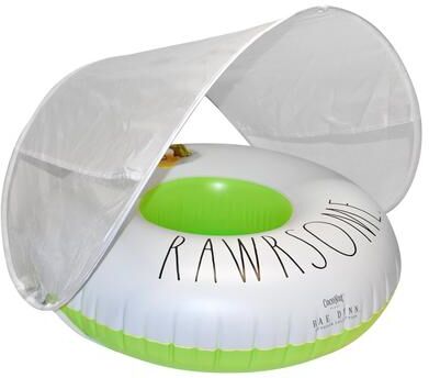 "Rae Dunn: Rawrsome -Toddler Float W/ Canopy, 27"" Inflatable Water Ring, CocoNut Float, Removable Canopy, Age 18mo+ - Multi"