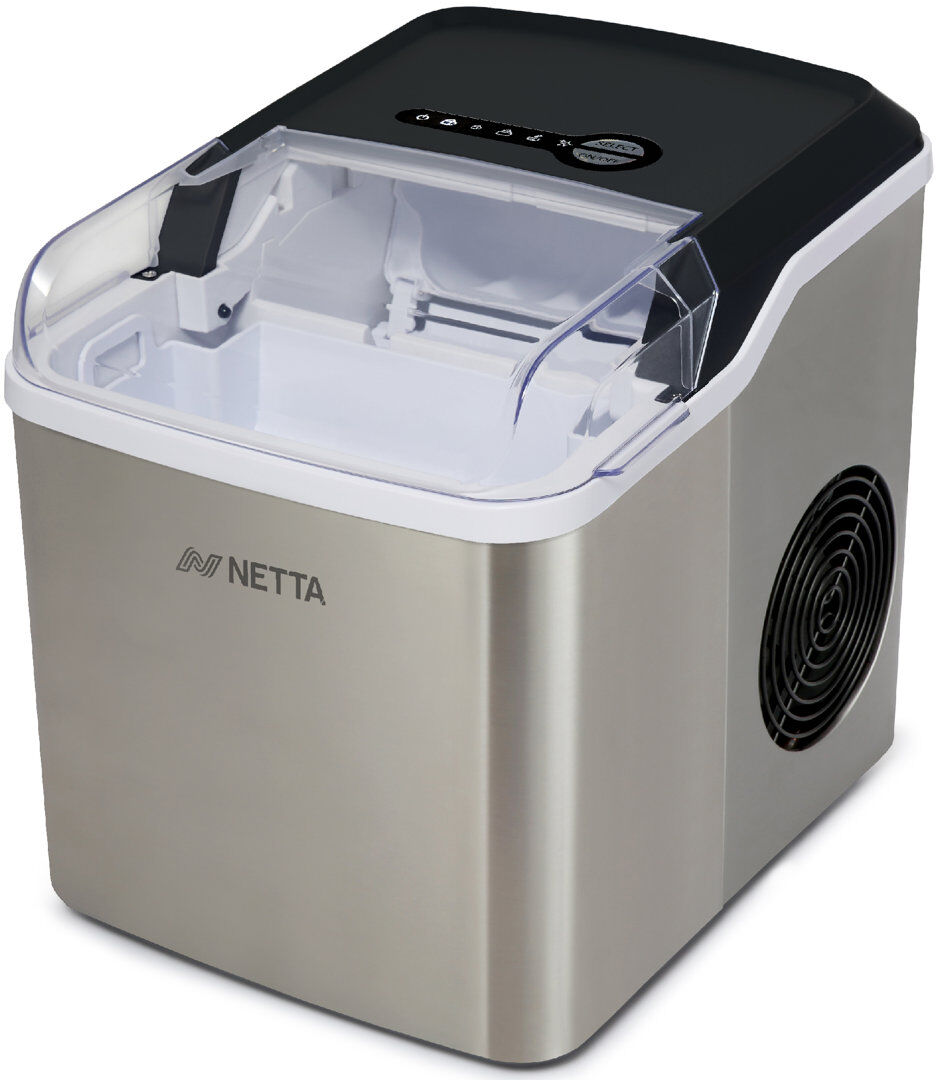 NETTA 26 lb. Daily Production Cube Clear Ice Portable Ice Maker Silver 28.6cm H X 22.5cm W X 28.5cm D