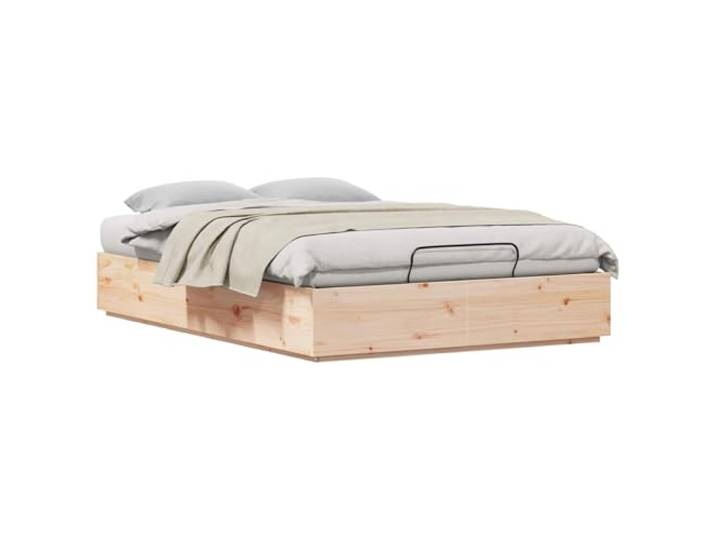 KTHLBRH Ottoman-Bettgestell mit natürlichem Stauraum, 135 x 190 cm Massives Kiefernholz, Gasheben, ohne Lattenrost, seitliche Griffe