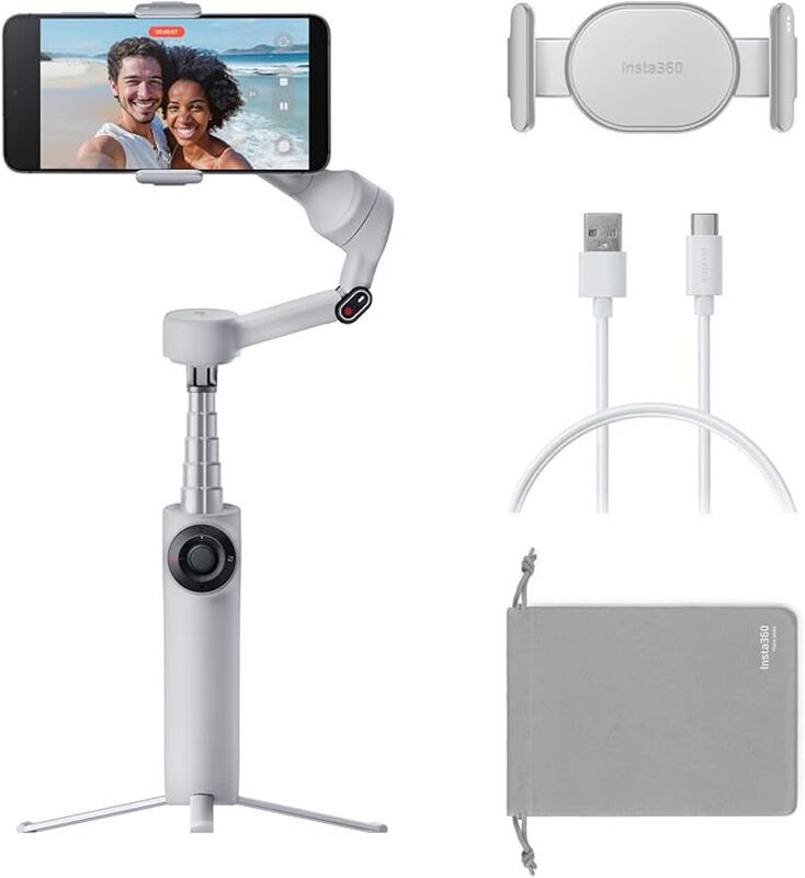 Insta360 Flow 2 smartphone gimbal met AI-tracking, grijs