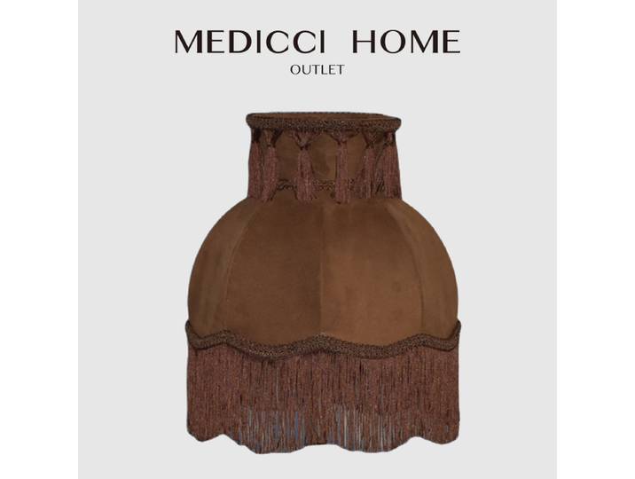 Medicci Home-Abat-jour vintage en velours marron café avec glands, abat-jour rétro médiéval, abat-jour français, remplacement pour porche de chevet