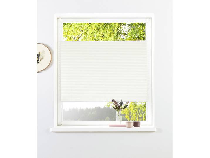 Plissee GOODPRODUCT ZANNIE Gr. 14, weiss (weiß), B:70cm H:210cm, Obermaterial: 100% Polyester, Plissees, Plissee, mit feiner Linienstruktur, zeitlos, für Fenster & Tür - NEUHEIT