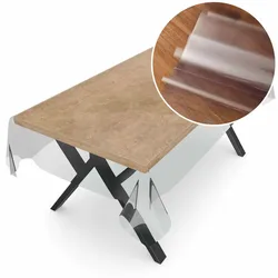 Transparente Tischdecke durchsichtig 0,3 mm Tischfolie Tischschutzfolie Klar 140 cm Breit - Saum Grün, Rund 120 cm