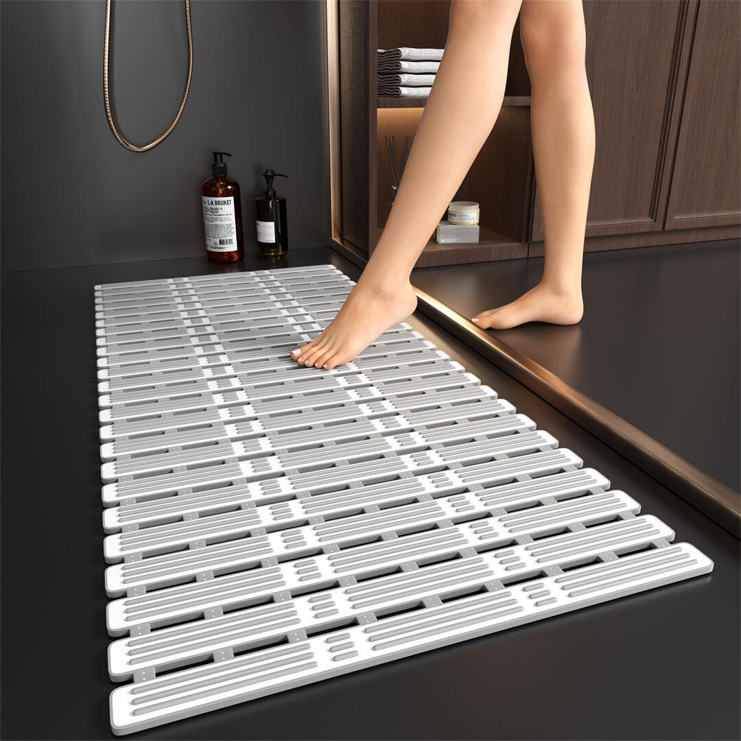 Belfry Bathroom Grainger Plastic / Acrylic Non-Slip Shower Mat Grey 90cm W