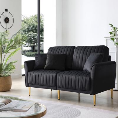 GREATPLANINC Elegant Accent Sofa Loveseat Fabric Sofa with Handcrafted Tufting and Reversible Back Pillows Cushion Sofa Recliner Sofa