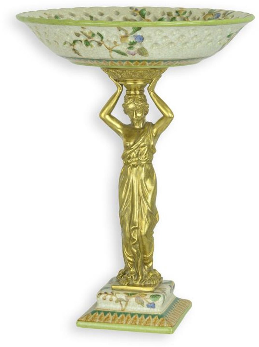 Porseleinen schaal op bronzen standaard in klassieke Franse stijl