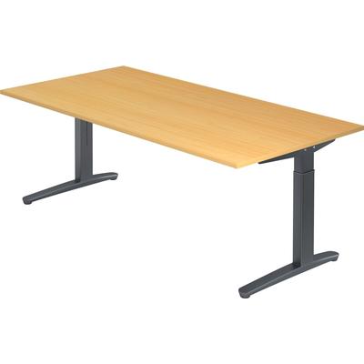 Hammerbacher Schreibtisch C-Fuß 200x100cm Buche/Graphit