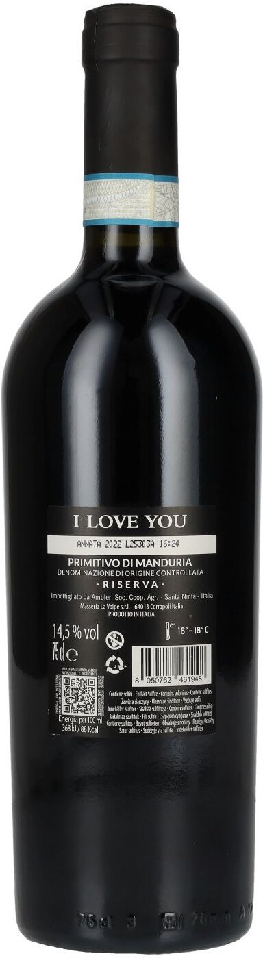 I Love You Primitivo di Manduria Riserva DOC 2022 14,5% Vol. 0,75l